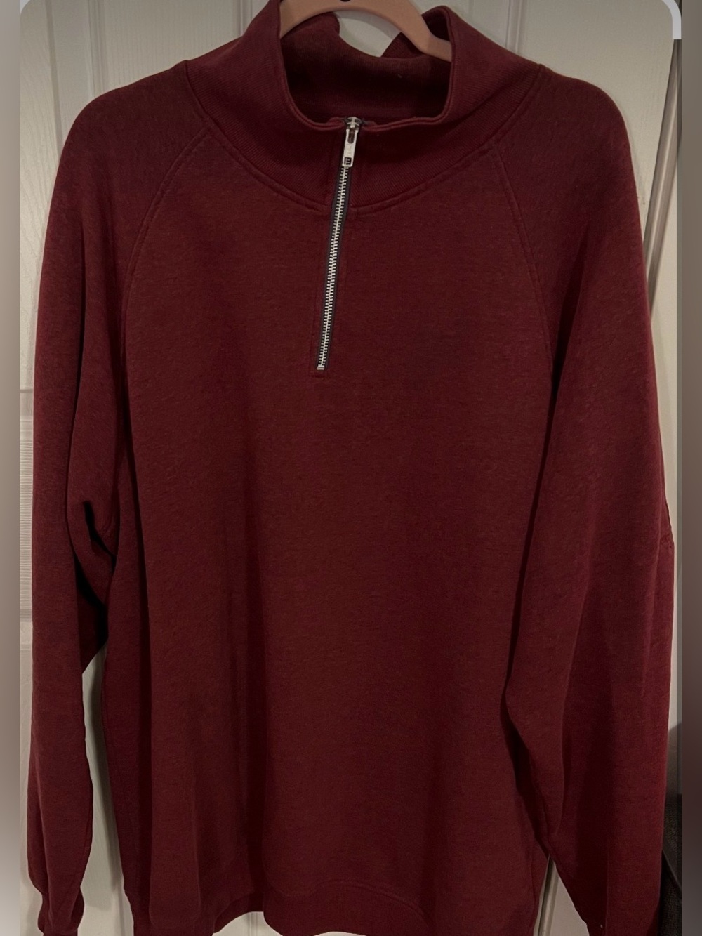 Men's Zip-Up Mock Neck Sweater - Burgundy